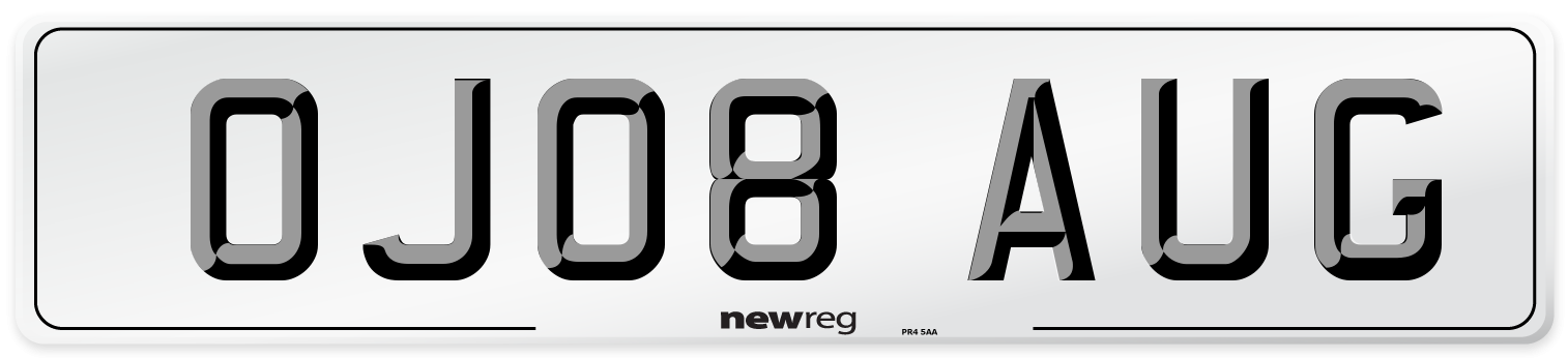 OJ08 AUG Number Plate from New Reg